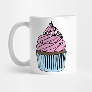 Pink and Blue Cupcake Illustration Mug